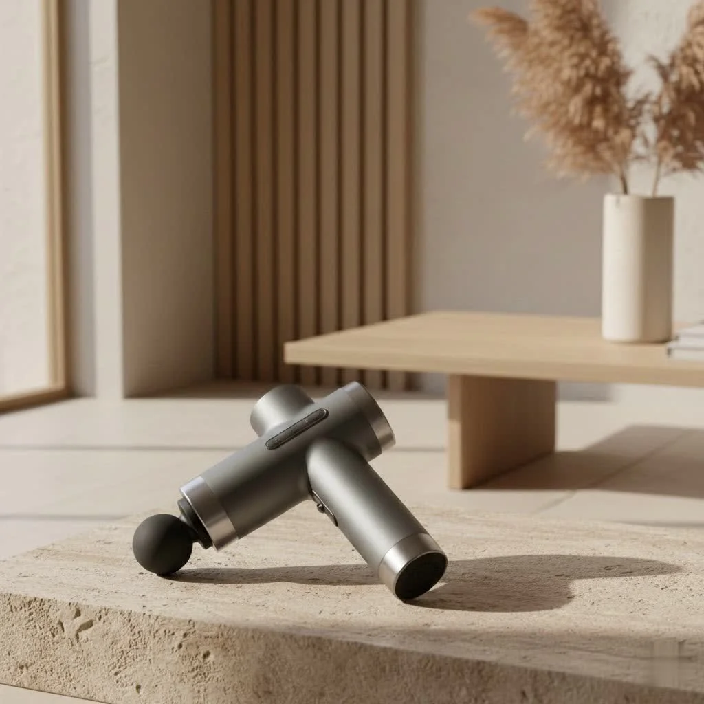Bob and Brad massage gun with various attachments